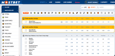 Sportovní sázky na Mostbet Česko